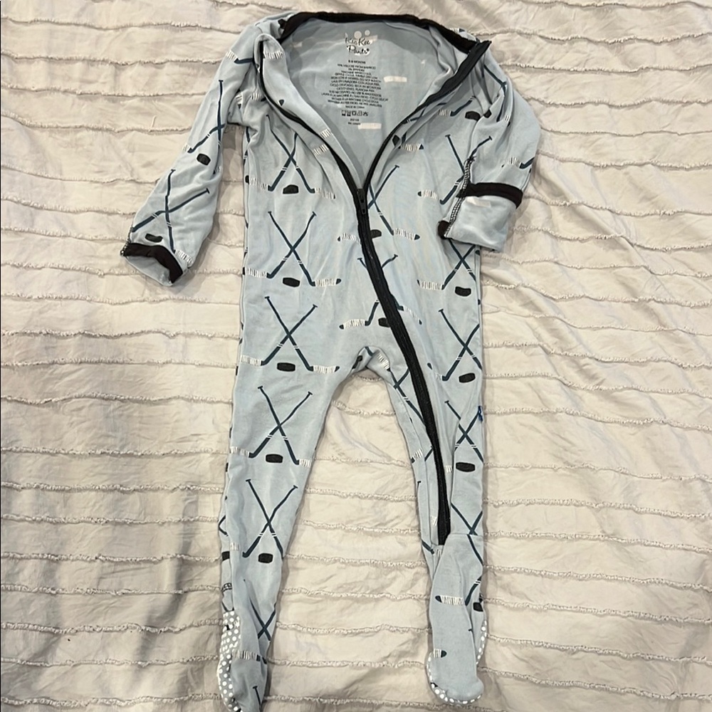 Kickee Pants Blue and Black Footies One Piece